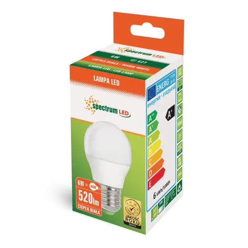 ŻARÓWKA LED KULKA 6W 3000K E27 CIEPLA BIAŁA SPECTRUMLED
