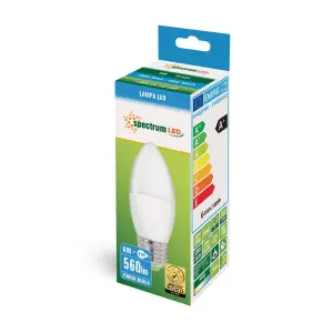 ŻARÓWKA LED 6W ŚWIECZKA 6000K E27 WOJ+13062 SPECTRUMLED