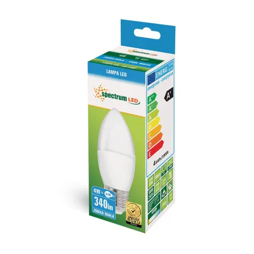 ŻARÓWKA LED 4W świeczka 6000K E27 WOJ+13037 SPECTRUMLED