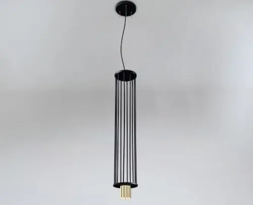 Lampa wisząca IHI BLACK z końcowkami w kolorze mosiądz SHILO DOHAR