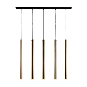 Lampa wisząca Akadi 5 - Mosiądz polerowany-czarna (700 mm) 8887 (Amplex) Antigo