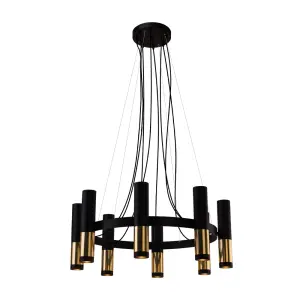 Lampa wisząca Kavos 8 - Mosiądz polerowany-czarna (730 mm) 8372 (Amplex) Antigo