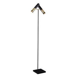 Lampa podłogowa Kavos - Mosiądz polerowany-czarna (1800 mm) 8378 (Amplex) Antigo