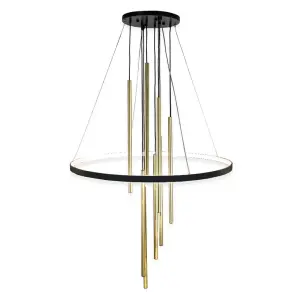 Lampa wisząca Luna - Mosiądz mat-czarna 3000K 5215 Antigo